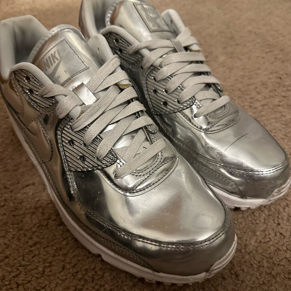 Metallic Silver Nike Air Max - Womens 12.5/Mens 11